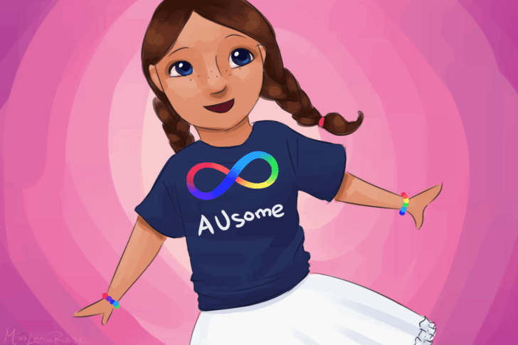 Image titled Cute Girl in Autism Neurodiversity Shirt.png