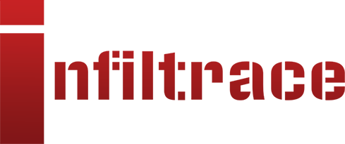 Logo pořadu infiltrace červeným fontem